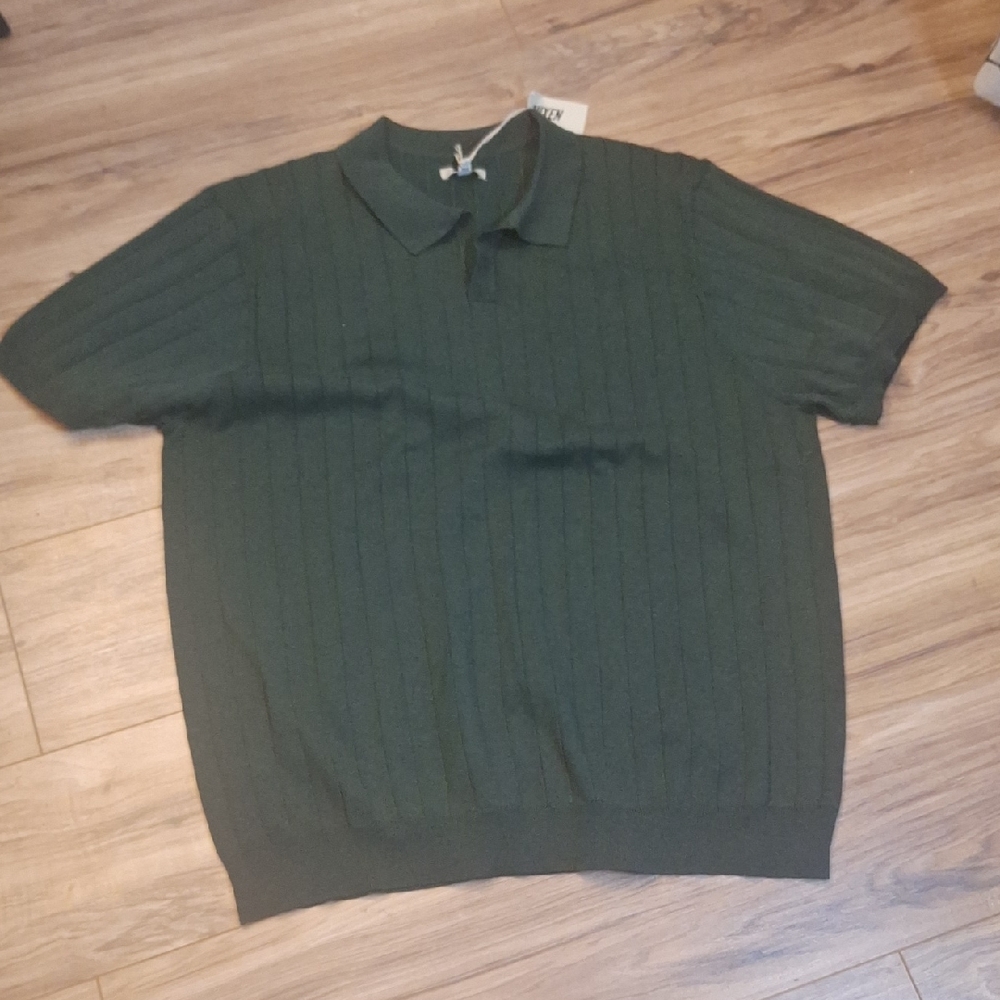 Elegant Forest Green Sweater Like Polo by RUXEN